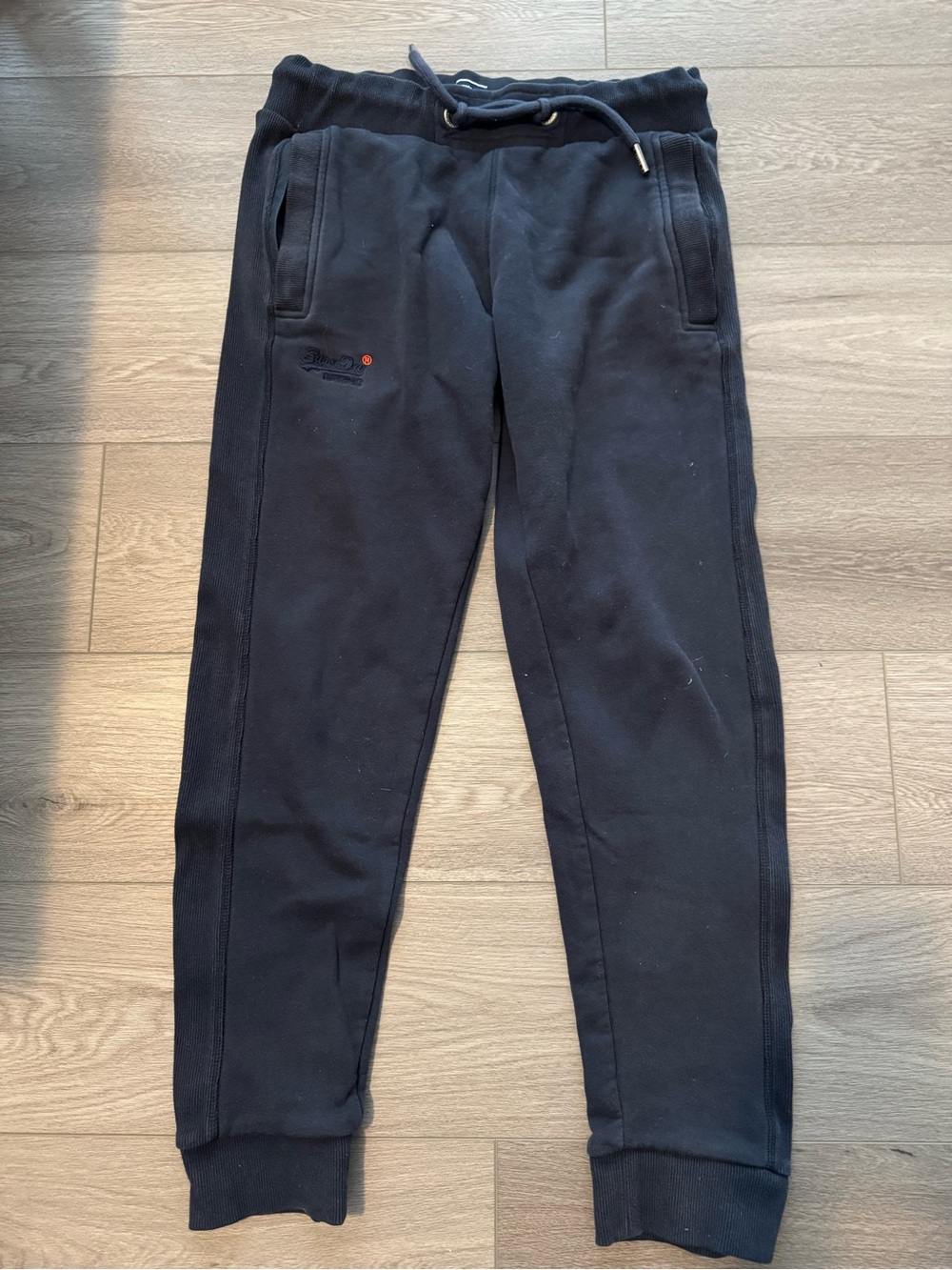 Superdry Men's Navy Blue Drawstring Joggers with Logo Accent
